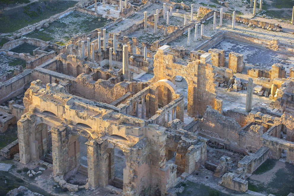  The ruins of Leptis Magna, a prominent city of the Roman Empire, near present-day Khoms, Libya. Leptis Magna 21