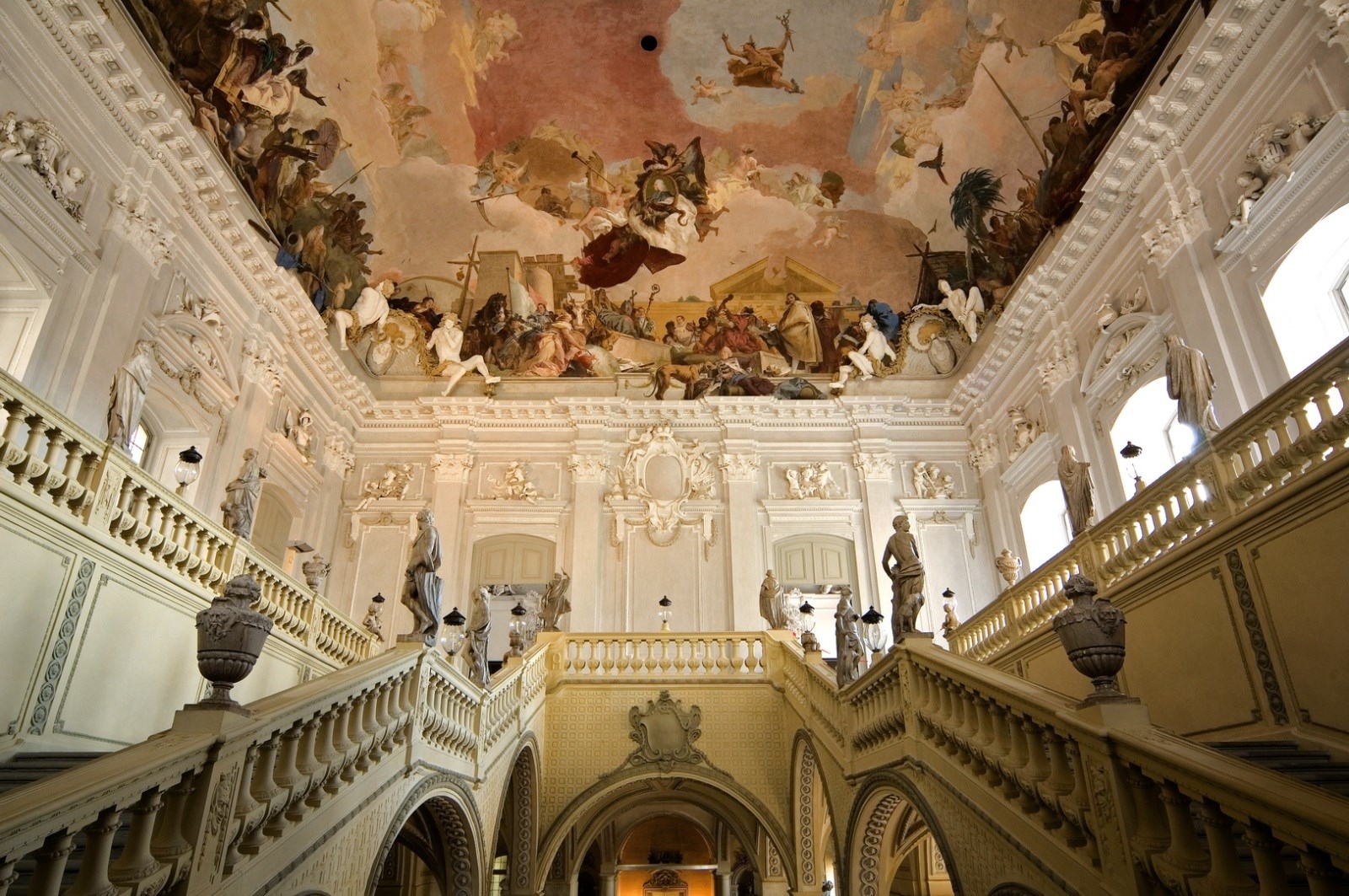 Giovanni Battista Tiepolo, Apollo, and the Four Continents, Fresco decoration of the staircase of the Prince-Bishop’s Residence, 1750-1753, Würzburger Residenz, Wurzburg, Germany.